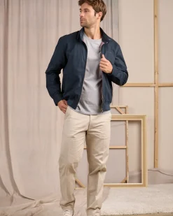 Homme Mise Au Green Blouson en coton bleu marine