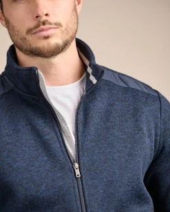 Homme Mise Au Green Blouson Polaire détail épaule bleu marine