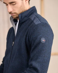 Homme Mise Au Green Blouson Polaire détail épaule bleu marine
