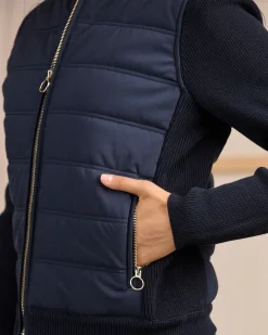 Femme Mise Au Green Cardigan bi-matière bleu marine