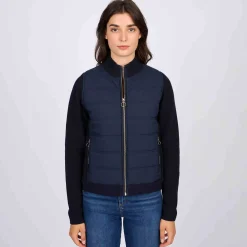 Femme Mise Au Green Cardigan bi-matière bleu marine