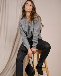 Femme Mise Au Green Cardigan détail lurex gris moyen