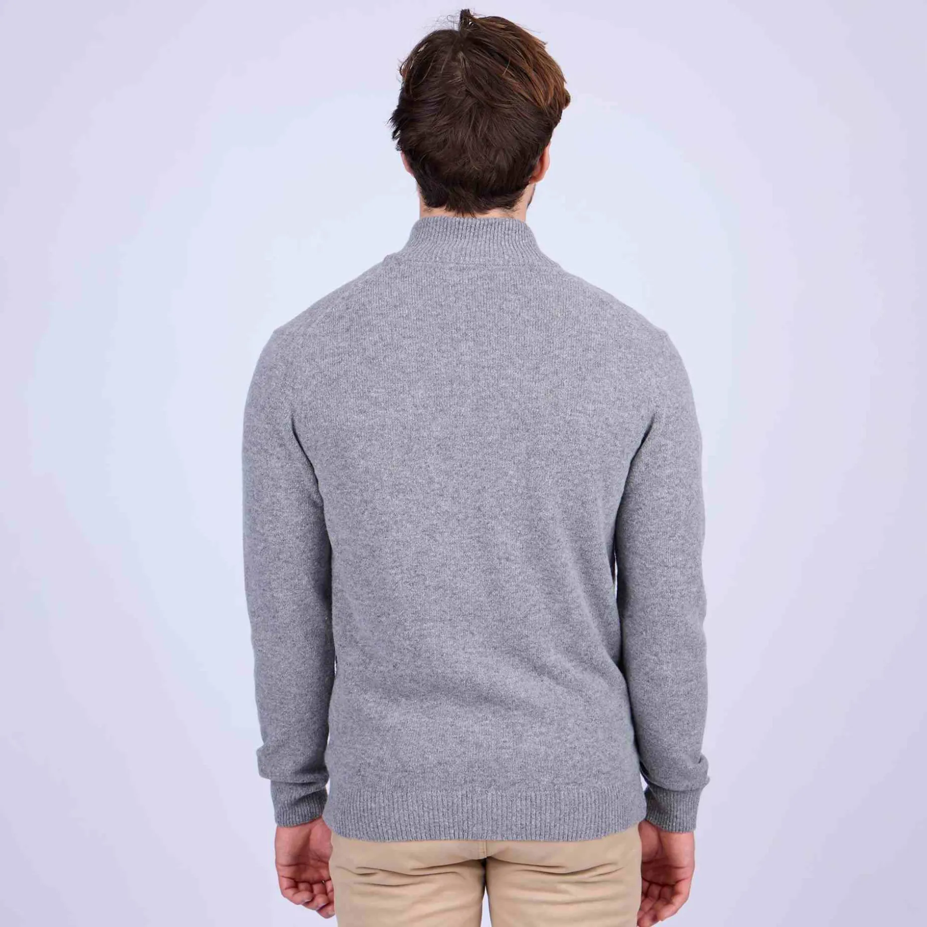 Homme Mise Au Green Cardigan zippé col montant gris moyen