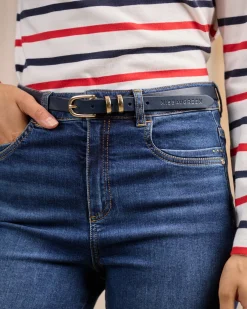 Femme Mise Au Green Ceinture fine bleu marine