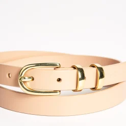 Femme Mise Au Green Ceinture fine en cuir lisse rose pale