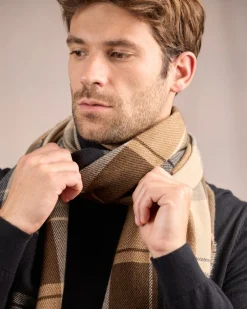 Homme Mise Au Green Écharpe à carreaux carreaux brun