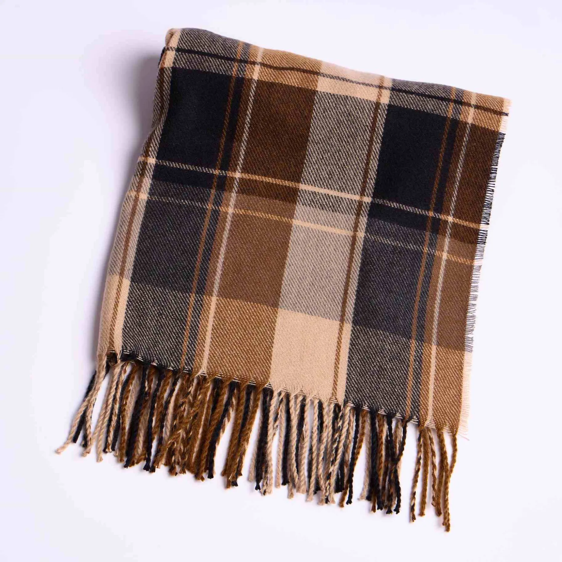 Homme Mise Au Green Écharpe à carreaux carreaux brun