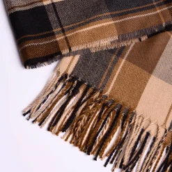 Homme Mise Au Green Écharpe à carreaux carreaux brun