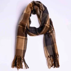 Homme Mise Au Green Écharpe à carreaux carreaux brun