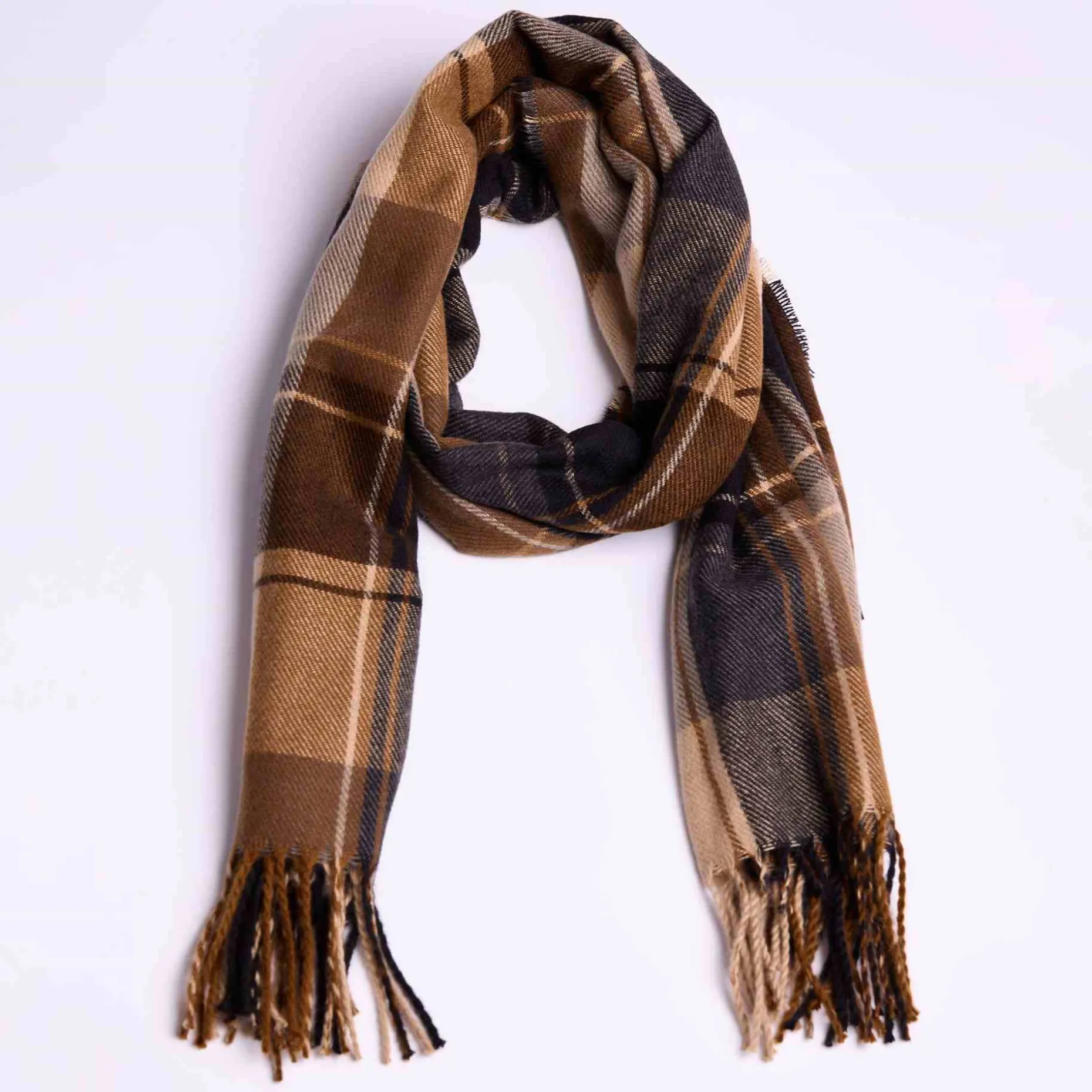 Homme Mise Au Green Écharpe à carreaux carreaux brun