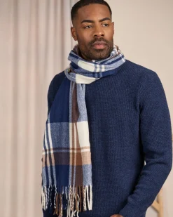 Homme Mise Au Green Écharpe à carreaux carreaux marine