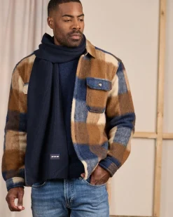 Homme Mise Au Green Écharpe unie en tricot bleu marine