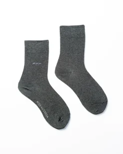 Homme Mise Au Green Chaussettes unies broderie 3 vaches gris chiné