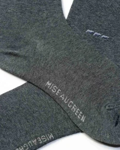 Homme Mise Au Green Chaussettes unies broderie 3 vaches gris chiné
