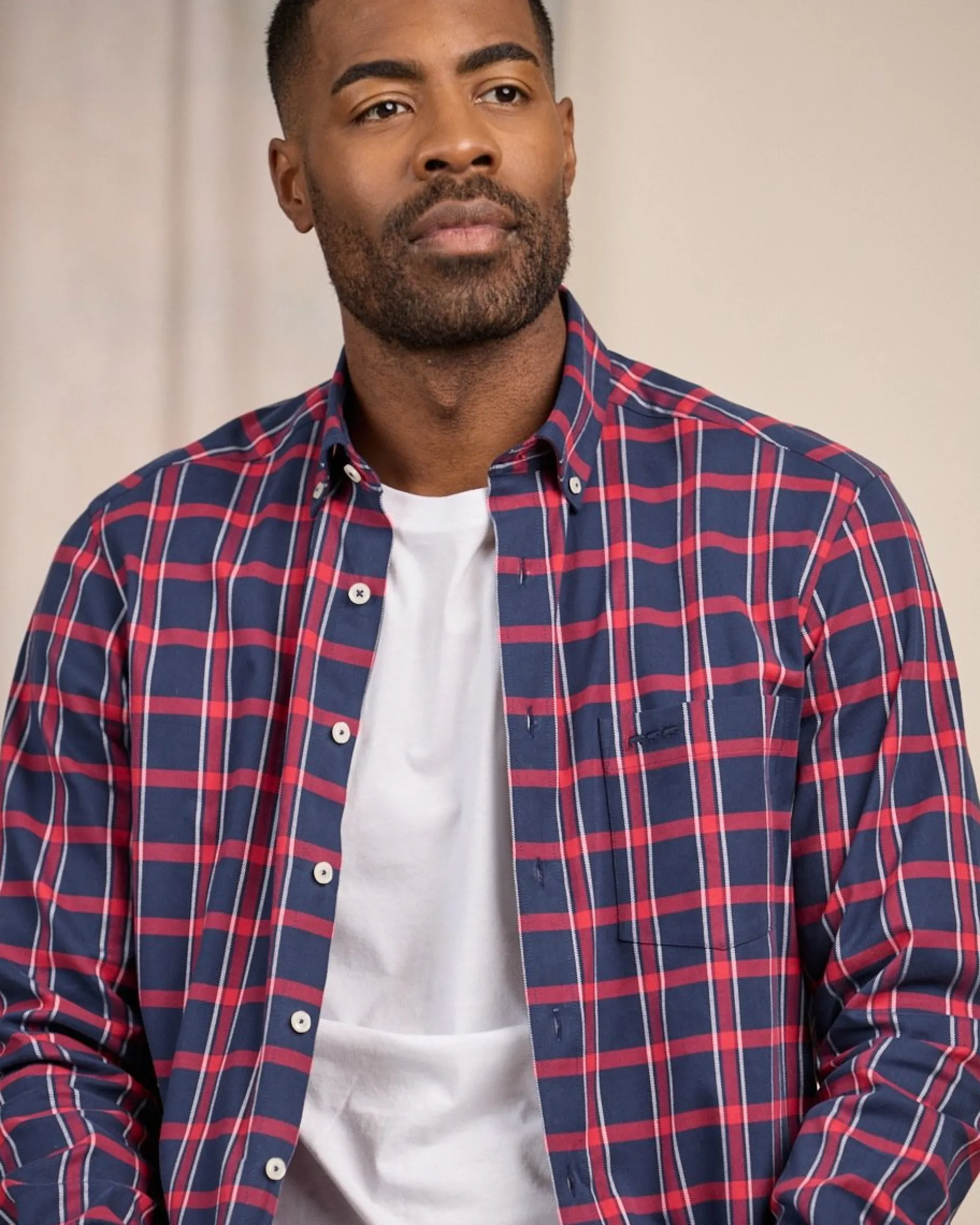 Homme Mise Au Green Chemise à carreaux bleu marine