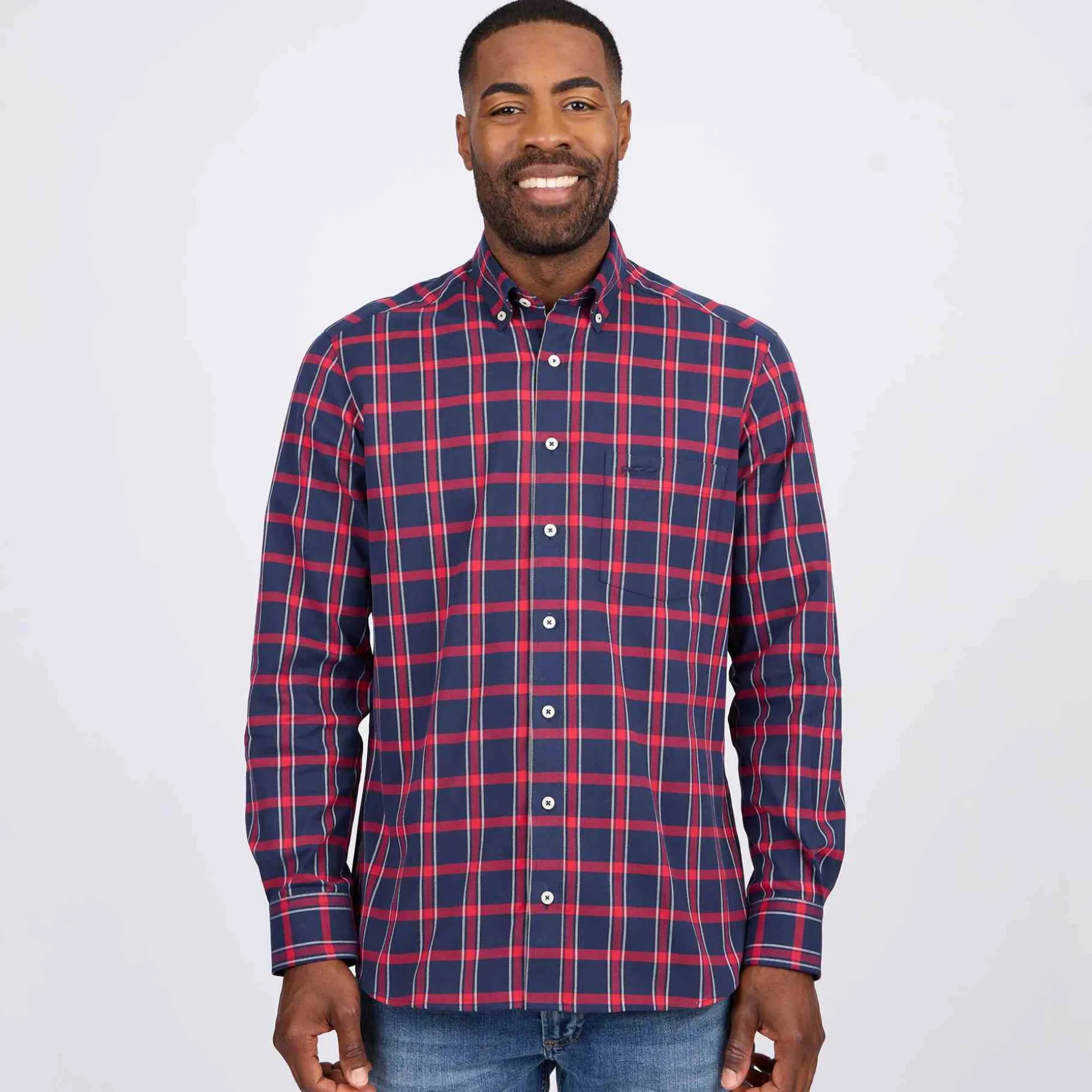 Homme Mise Au Green Chemise à carreaux bleu marine