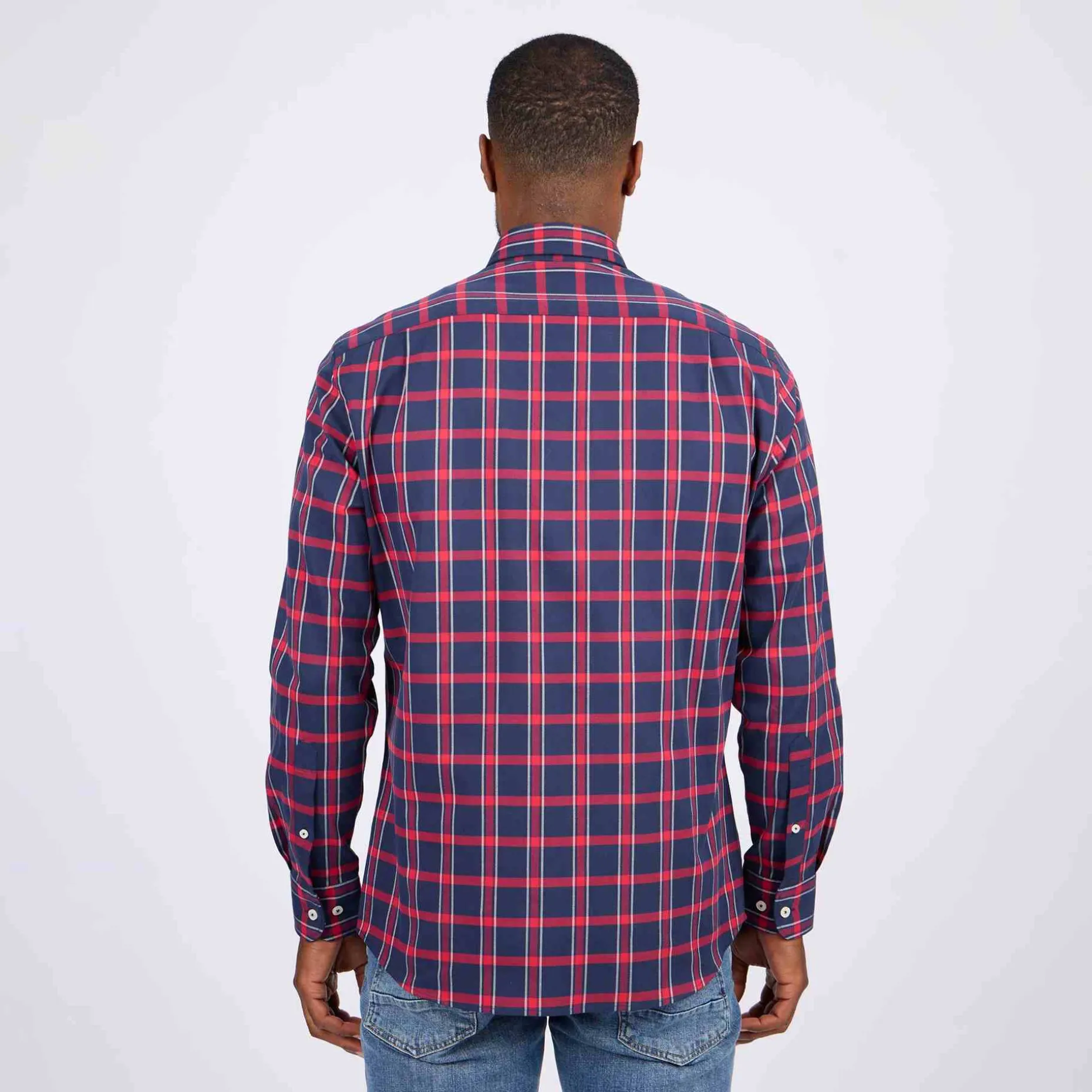 Homme Mise Au Green Chemise à carreaux bleu marine