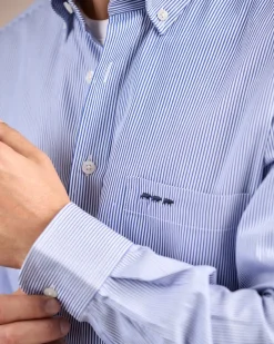 Homme Mise Au Green Chemise à fines rayures rayures bleu