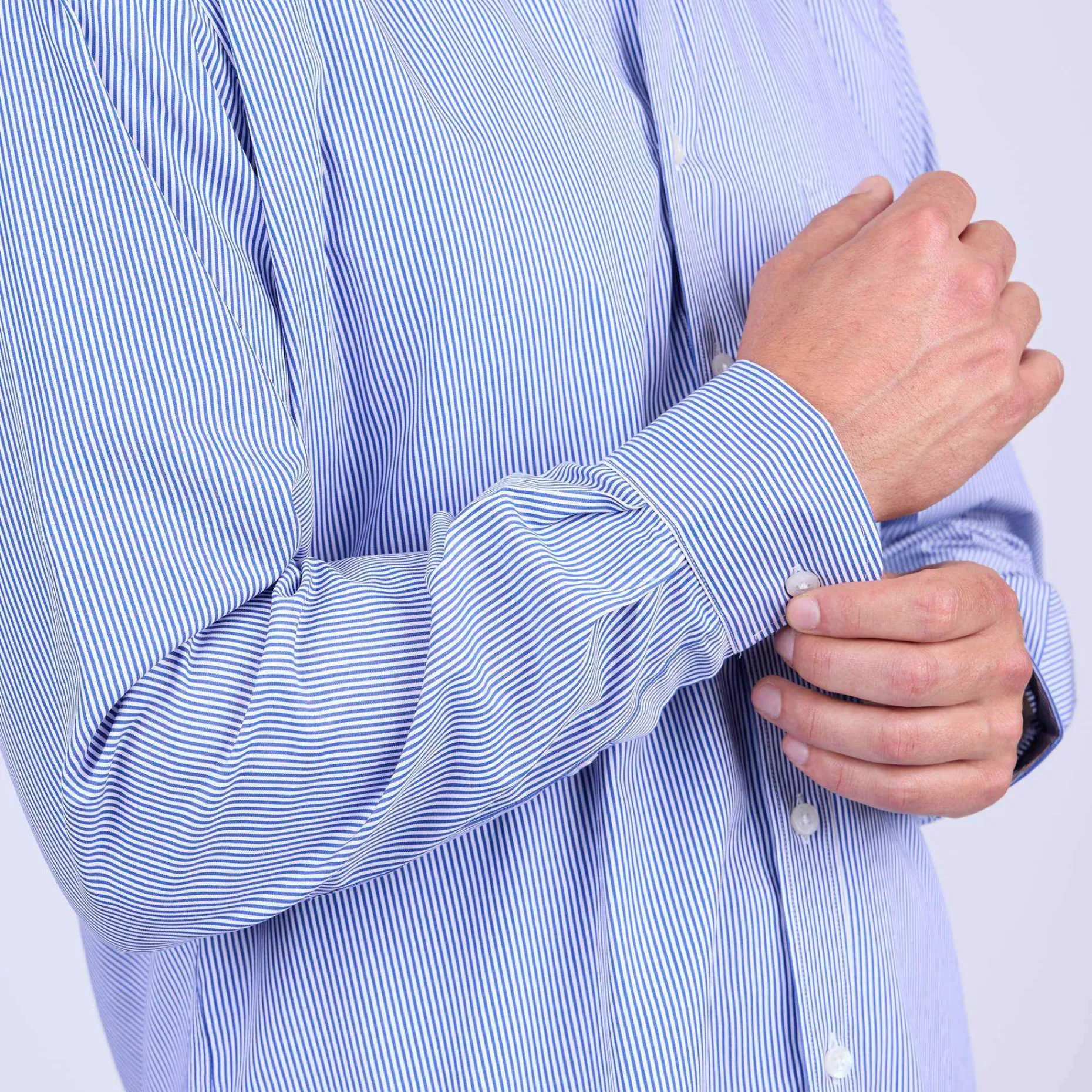 Homme Mise Au Green Chemise à fines rayures rayures bleu