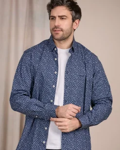 Homme Mise Au Green Chemise à imprimé floral bleu marine