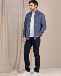 Homme Mise Au Green Chemise à imprimé floral bleu marine