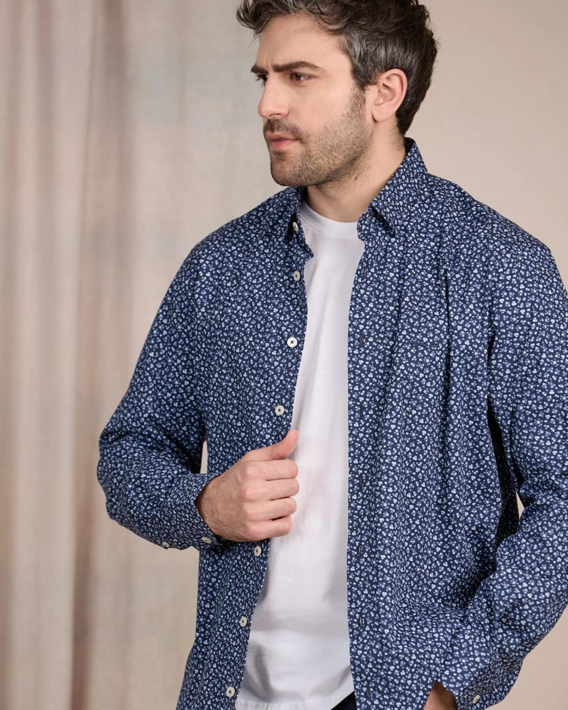 Homme Mise Au Green Chemise à imprimé floral bleu marine