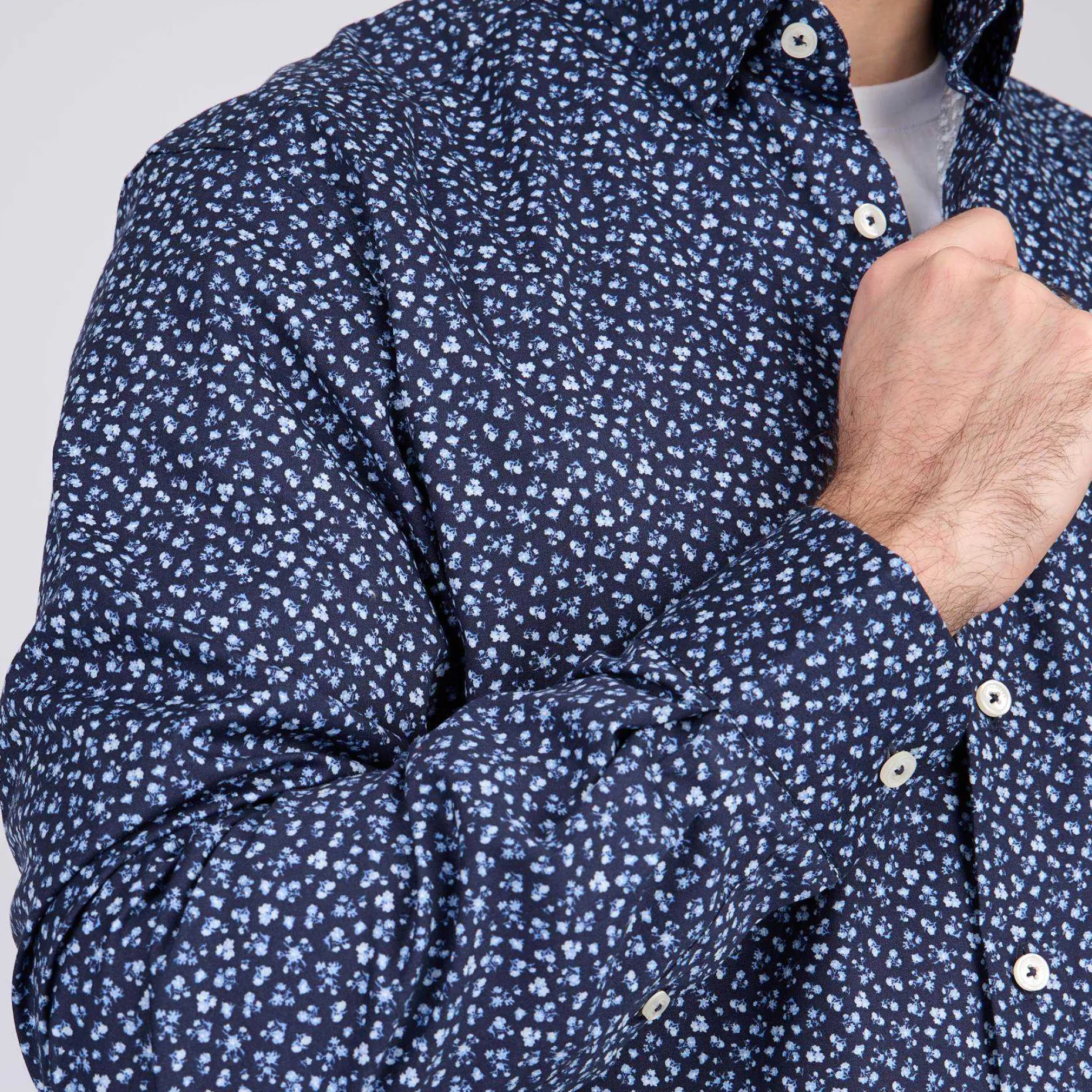 Homme Mise Au Green Chemise à imprimé floral bleu marine