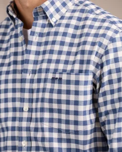 Homme Mise Au Green Chemise à larges carreaux vichy bleu marine