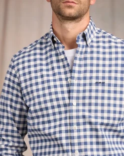 Homme Mise Au Green Chemise à larges carreaux vichy bleu marine