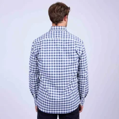Homme Mise Au Green Chemise à larges carreaux vichy bleu marine
