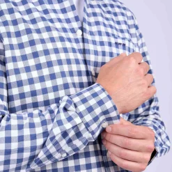 Homme Mise Au Green Chemise à larges carreaux vichy bleu marine