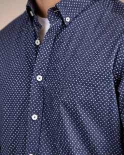 Homme Mise Au Green Chemise à micro motifs bleu marine