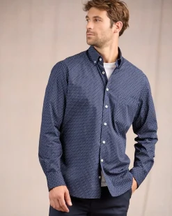 Homme Mise Au Green Chemise à micro motifs bleu marine