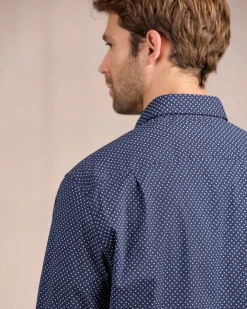 Homme Mise Au Green Chemise à micro motifs bleu marine