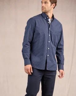Homme Mise Au Green Chemise à micro motifs bleu marine