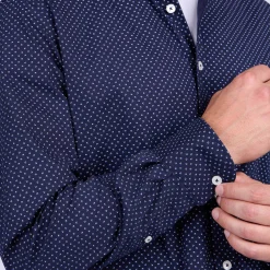 Homme Mise Au Green Chemise à micro motifs bleu marine