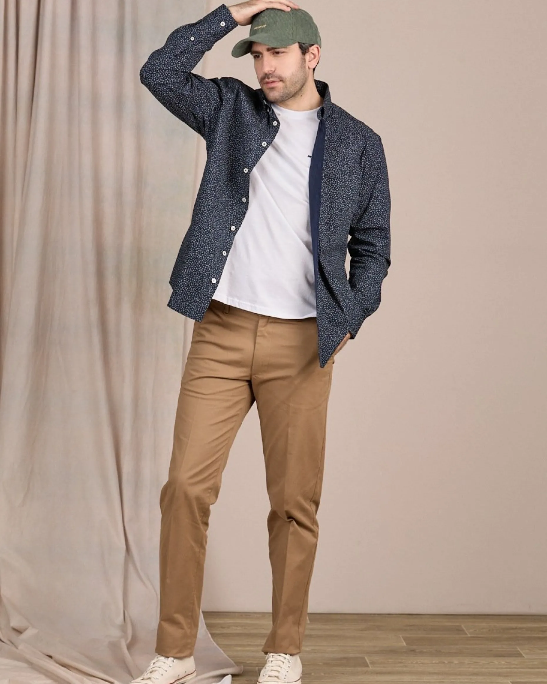 Homme Mise Au Green Chemise Cactus bleu marine