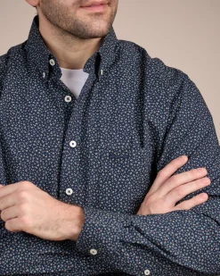 Homme Mise Au Green Chemise Cactus bleu marine