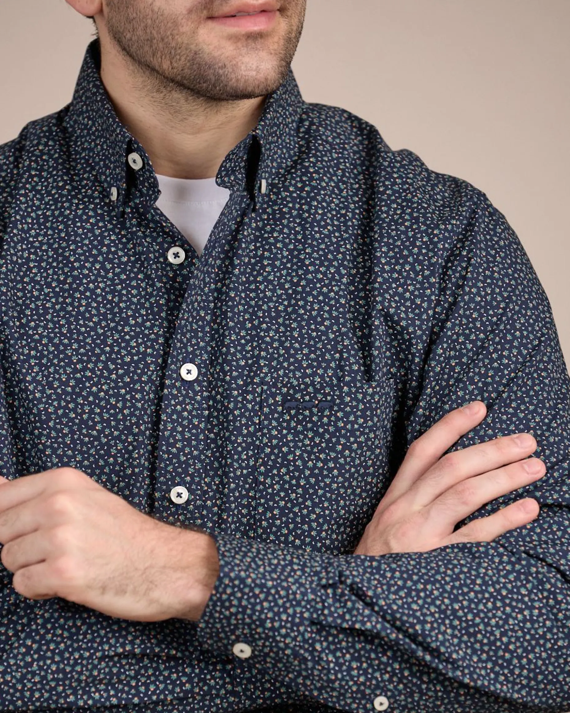 Homme Mise Au Green Chemise Cactus bleu marine