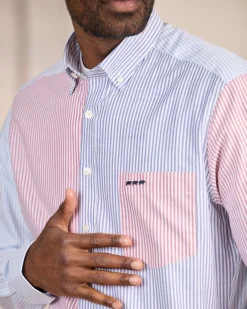 Homme Mise Au Green Chemise en patchwork de rayures