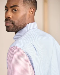 Homme Mise Au Green Chemise en patchwork de rayures