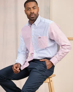 Homme Mise Au Green Chemise en patchwork de rayures