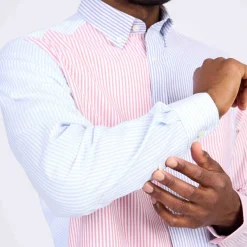 Homme Mise Au Green Chemise en patchwork de rayures