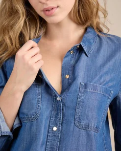 Femme Mise Au Green Chemise façon denim mid blue