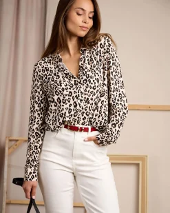 Femme Mise Au Green Chemise imprimé léopard