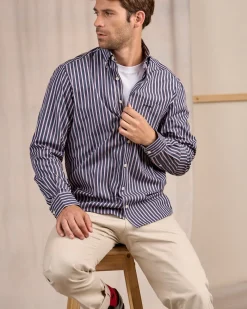 Homme Mise Au Green Chemise manches longues bleu marine