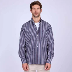 Homme Mise Au Green Chemise manches longues bleu marine