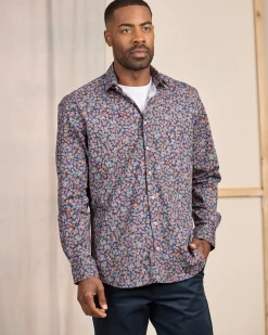 Homme Mise Au Green Chemise manches longues bleu marine