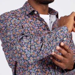 Homme Mise Au Green Chemise manches longues bleu marine