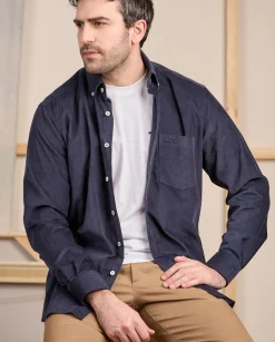 Homme Mise Au Green Chemise velours bleu marine